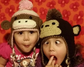 2PDFs Monkeys ALL Sizes Crochet Hat Pattern
