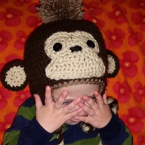 PDF Monkey Hat - ALL sizes - Crochet Pattern