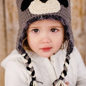 PDF Raccoon ALL Sizes Crochet Hat Pattern
