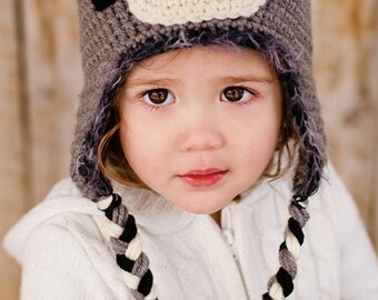 PDF Raccoon ALL Sizes Crochet Hat Pattern