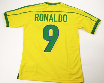 Maillot rétro de la coupe du monde Ronaldo, Brésil 1998