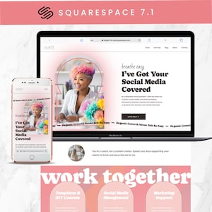 Virtual Assistant Squarespace Template, Colorful Website for Social Media Managers, Squarespace 7.1 Website Template, VA Theme