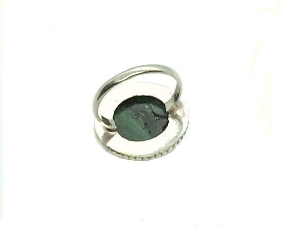 Malachite Sterling Silver Ring, Round Natural Gre… - image 6