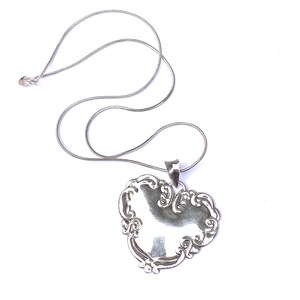 Sterling Silver Necklace, Flower Heart Pendant on Snake Chain image 2