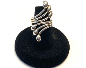 Sterling Silver Scroll Bypass Ring, Size 6