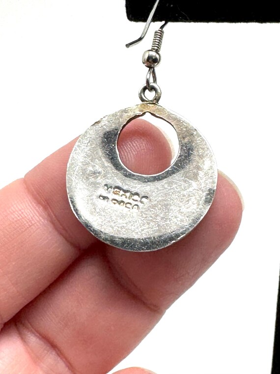 Alpaca Celestial Silver Circle Hook Earrings with… - image 8