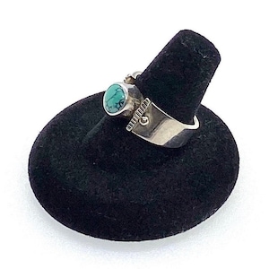 Faux Turquoise Ring, Sterling Silver Size 8 Ring