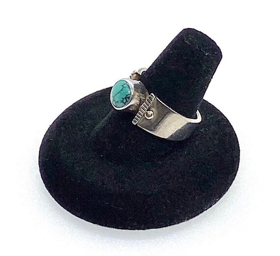 Faux Turquoise Ring, Sterling Silver Size 8 Ring - image 1