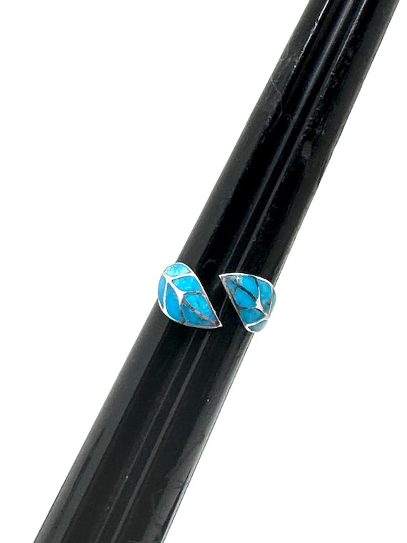 Sterling Silver Adjustable Leaf Ring Turquoise - image 10