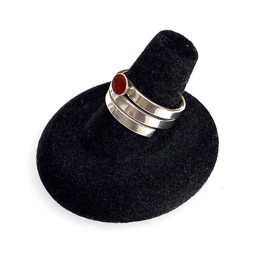 Sterling Silver Wrap Ring, Simulated Carnelian Ri… - image 3