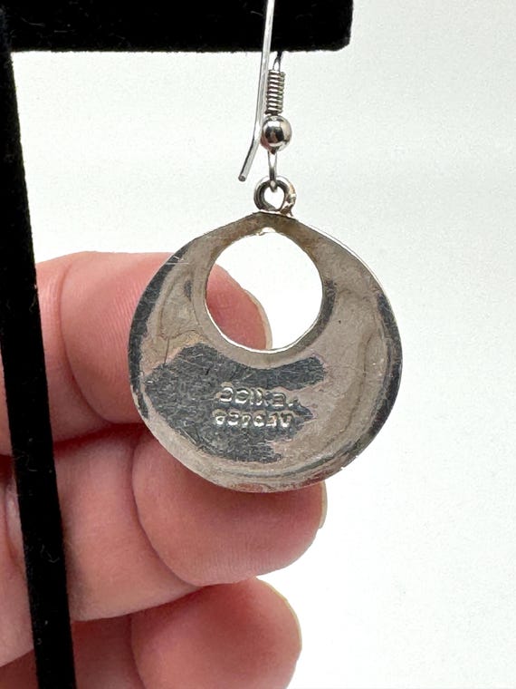 Alpaca Celestial Silver Circle Hook Earrings with… - image 9