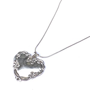 Sterling Silver Necklace, Flower Heart Pendant on Snake Chain image 7