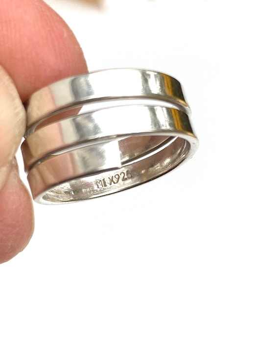 Sterling Silver Wrap Ring, Simulated Carnelian Ri… - image 7