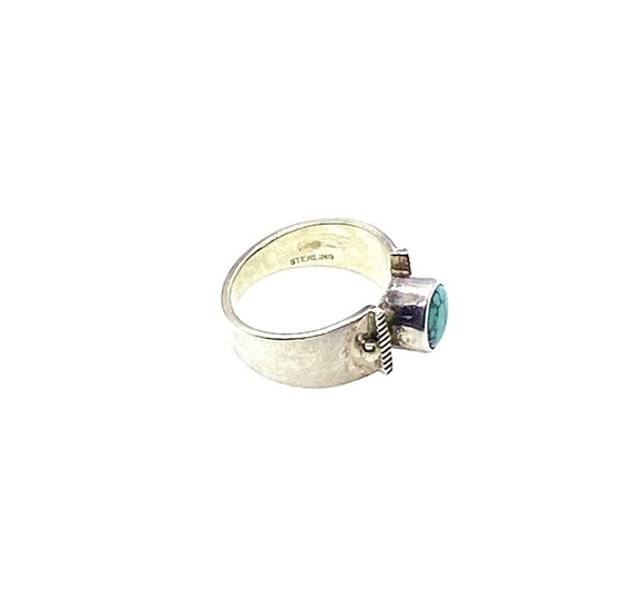 Faux Turquoise Ring, Sterling Silver Size 8 Ring - image 5