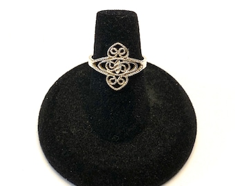 Sterling Silver Filigree Ring, Open Scrollwork Design, Size 6