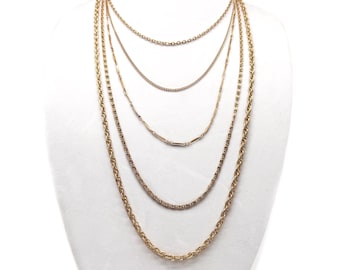 Collar vintage de cadena multihilada en tono dorado
