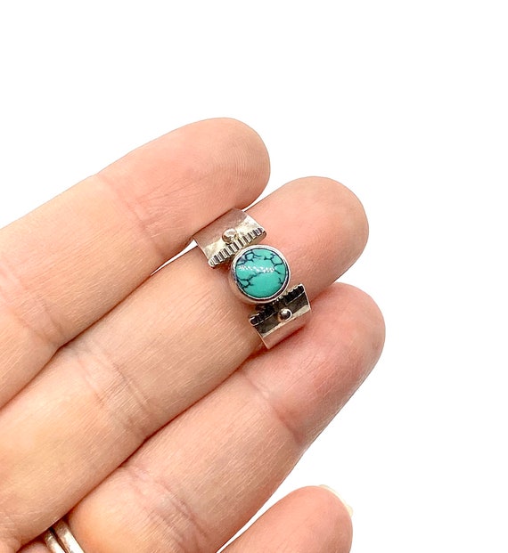Faux Turquoise Ring, Sterling Silver Size 8 Ring - image 4