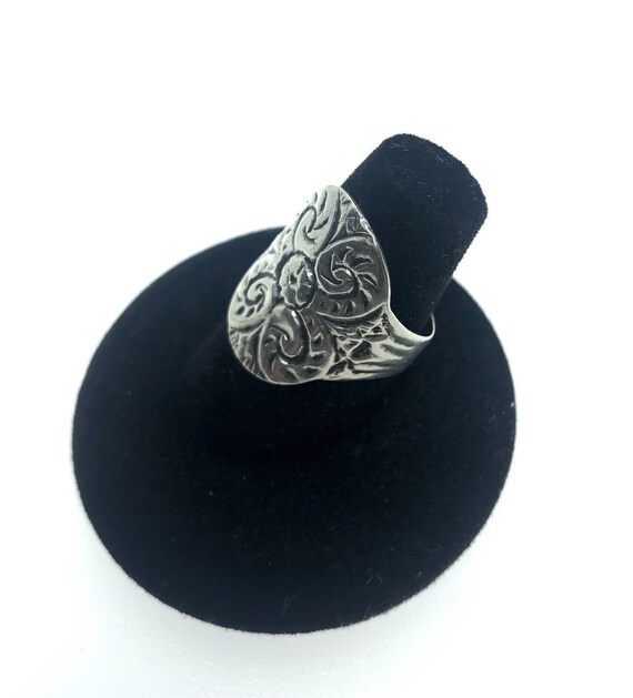 Sterling Silver Ring, Flower Scroll Design - image 1