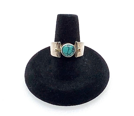 Faux Turquoise Ring, Sterling Silver Size 8 Ring - image 2