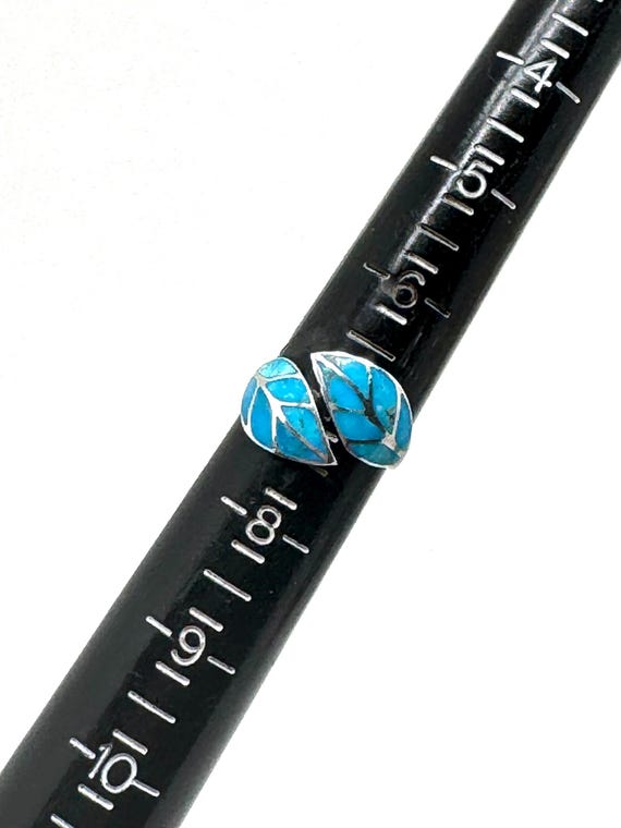 Sterling Silver Adjustable Leaf Ring Turquoise - image 11