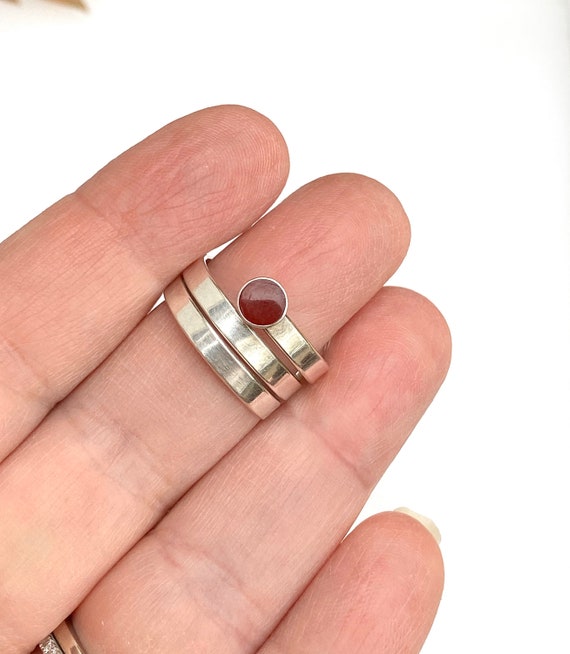 Sterling Silver Wrap Ring, Simulated Carnelian Ri… - image 1