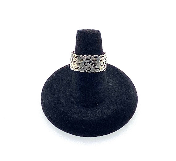 Sterling Silver Ring, Open Scrollwork Cutout Desi… - image 2