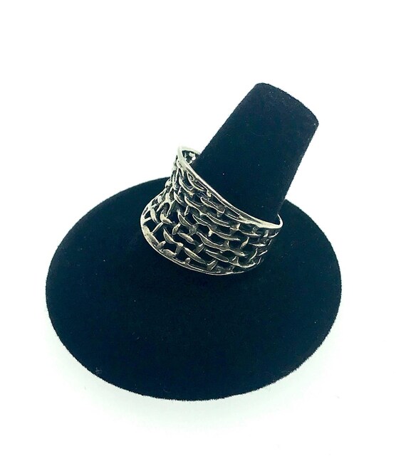 Sterling Silver Ring Basketweave Ring - image 1