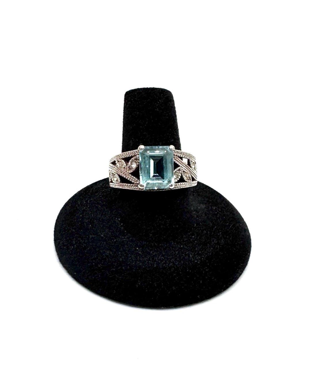 Avon Sterling Silver Blue Topaz Filigree Ring RJ Graziano Size 9 - Etsy