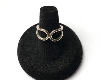 Anillo de doble bucle de plata esterlina, talla 6 1/2