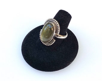 Bague en argent sterling labradorite, taille 8 1/4