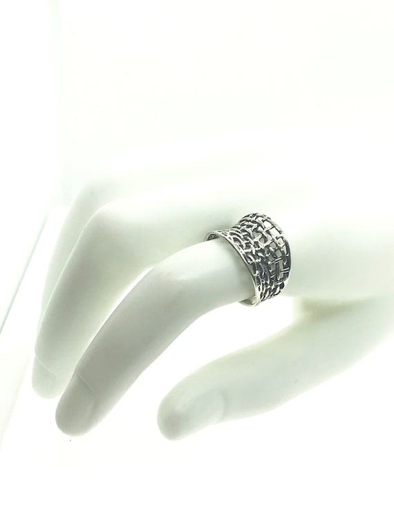 Sterling Silver Ring Basketweave Ring - image 2