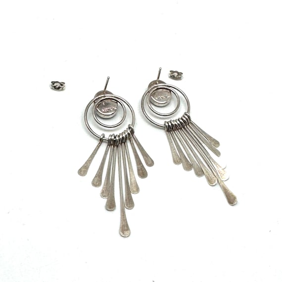 Sterling Silver Malachite Dangle Post Earrings - image 8