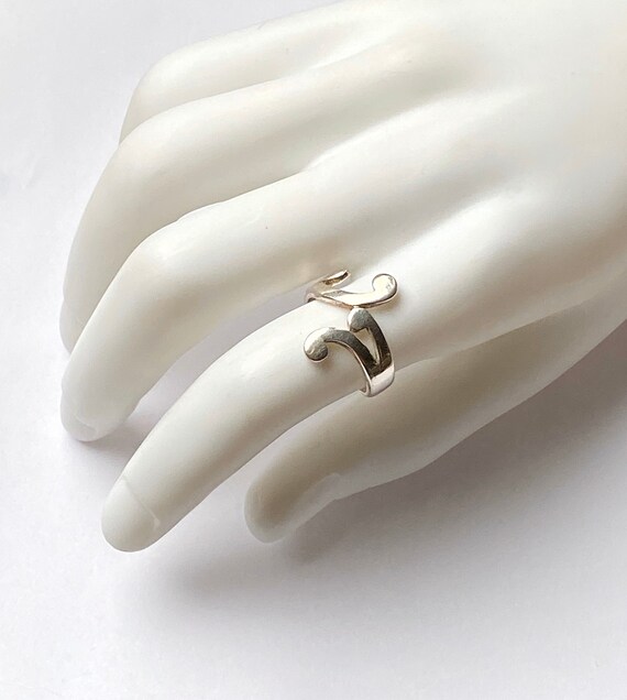Sterling Silver Scroll Bypass Ring, Size 9 - image 7