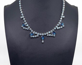Blue Rhinestone Choker Crystal Necklace