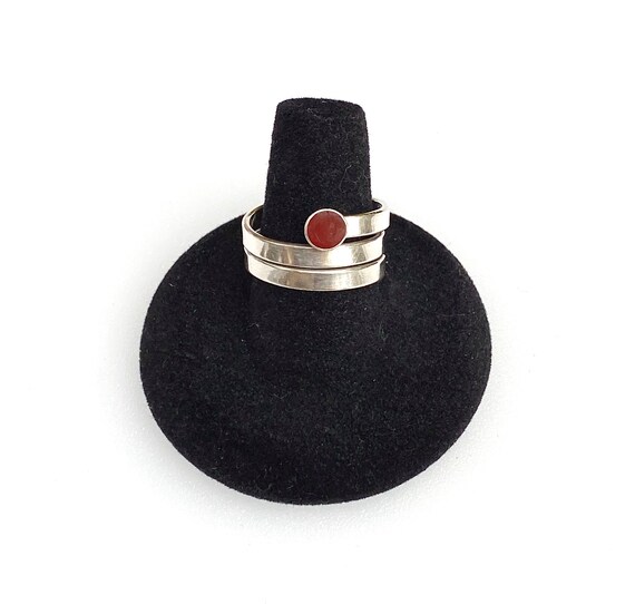 Sterling Silver Wrap Ring, Simulated Carnelian Ri… - image 2
