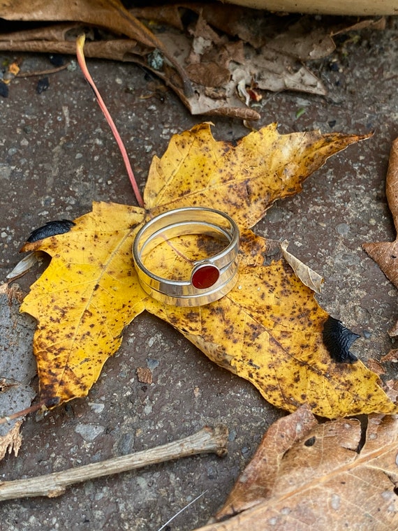 Sterling Silver Wrap Ring, Simulated Carnelian Ri… - image 4