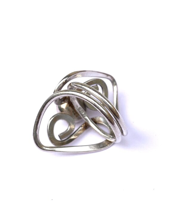 Sterling Silver Abstract Ring, Simulated Onyx, Sc… - image 7