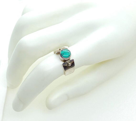 Faux Turquoise Ring, Sterling Silver Size 8 Ring - image 3