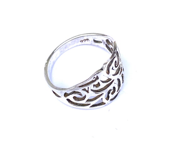 Sterling Silver Open Scrollwork Ring, Cutout Desi… - image 5
