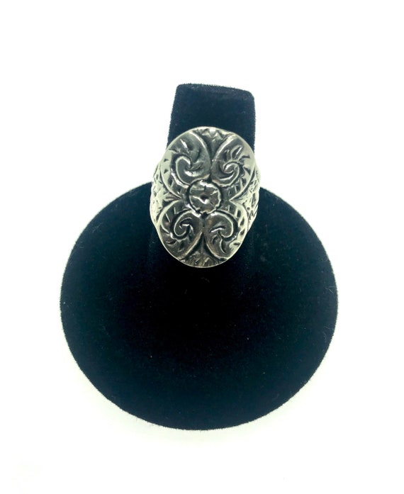 Sterling Silver Ring, Flower Scroll Design - image 2
