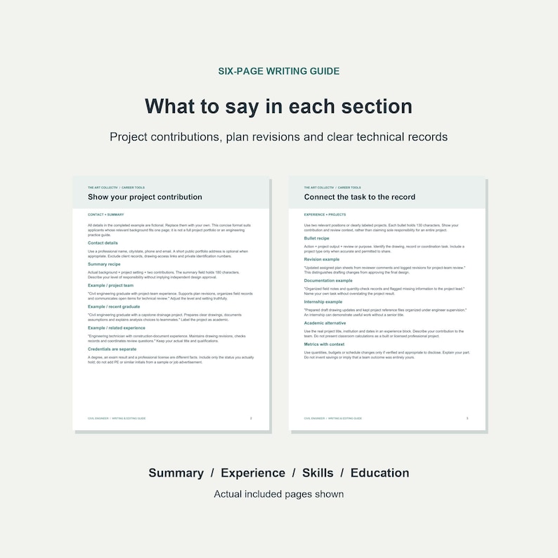 Civil Engineering Pamphlet Example Civil Engineer Resume Template PDF, Fillable One Page Resume With ...
