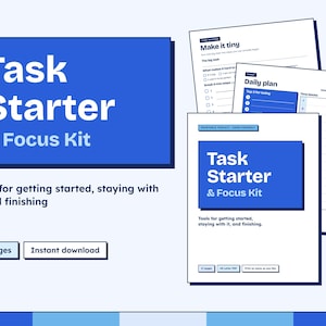 ADHD Planner Printable Kit, Task Starter and Focus Tools, Brain Dump, Task Breakdown, Daily Planner, Executive Function PDF