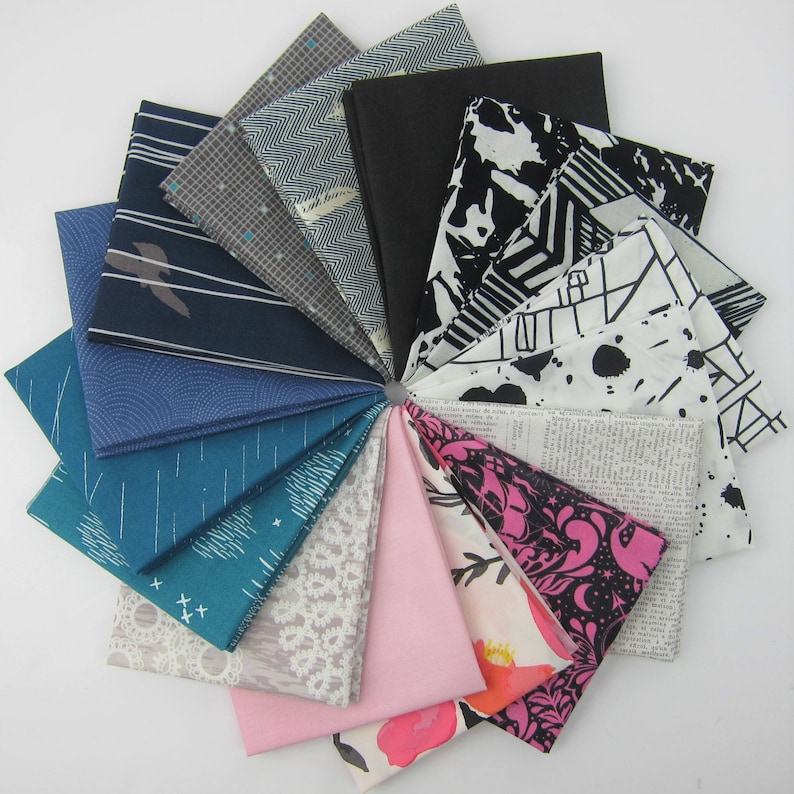 4 Yards Total Design Star Finalist Man Quilt Fat Quarter Bundle Curated by Andrea Jackson of 3rd Story Workshop 16 Fat Quarters