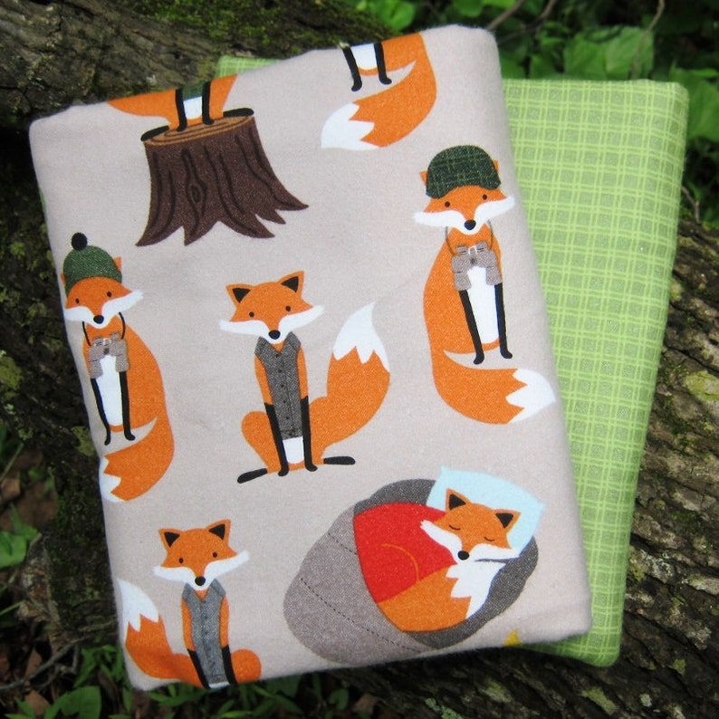 4 Yards Total Whole Cloth Quilt Kit Campsite Critters Camping Foxes Flannel