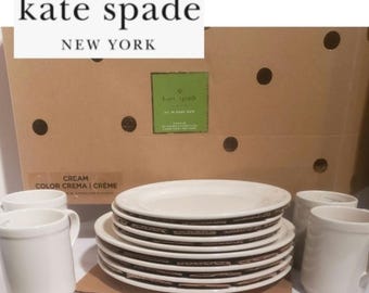 Title: Kate Spade New York Lenox All in Good Taste Cream 12-Piece Dinnerware Set NWT