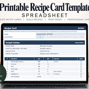 Example Kitchen Task Sheet Printable Recipe Card Template Excel, Professional Kitchen Recipe Sheet ...