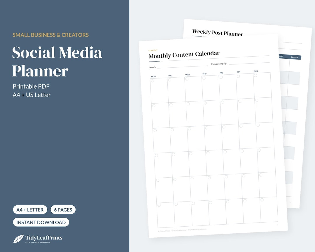 Weekly Blog Post Planner Examples Social Media Planner Printable, Content Calendar, Weekly Post Planner ...