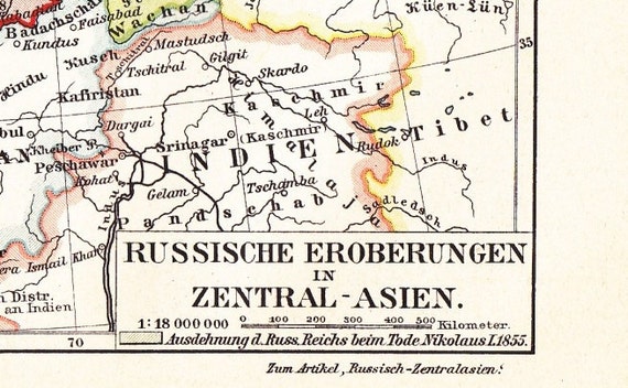 Territories of the RUSSIAN CONQUEST in Central ASIA in the 19th Century Original Antique Historical Map Print from 1904 Territories of the RUSSIAN CONQUEST in Central ASIA in the 19th Century Original Antique Historical Map Print from 1904