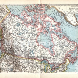 1926 Brits Noord-Amerika, ALASKA, CANADA, NEWFOUNDLAND en Groenland rond 1926, Noord-Amerika, Grote Meren, originele antieke kaart