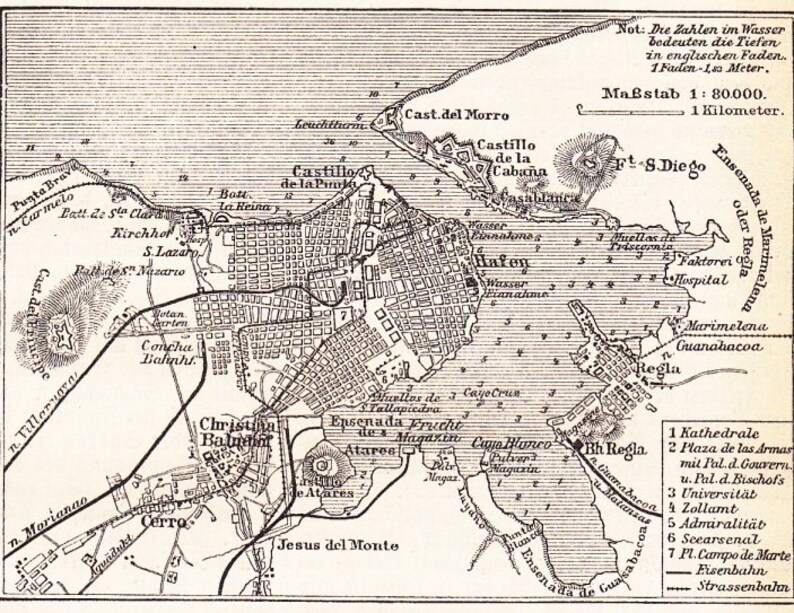 1904 Havana Or La Habana The Capital Of Cuba Caribbean At The End Of The 19th Century Original Antique Map Print